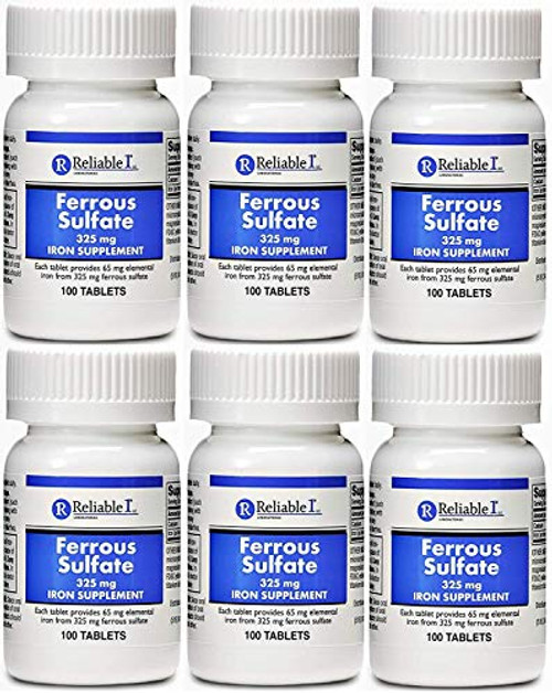 Ferrous Sulfate Iron 325 mg Generic for Feosol 100 Tablets PACK of 6 Ferrous Sulfate Iron 325 mg Generic for Feosol 100 Tablets PACK of 6