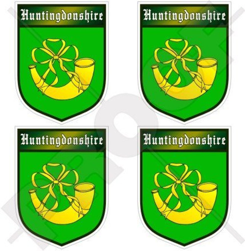 HUNTINGDONSHIRE England British Shield UK Britain 50mm -2"- Vinyl Bumper-Helmet Stickers- Decals x4