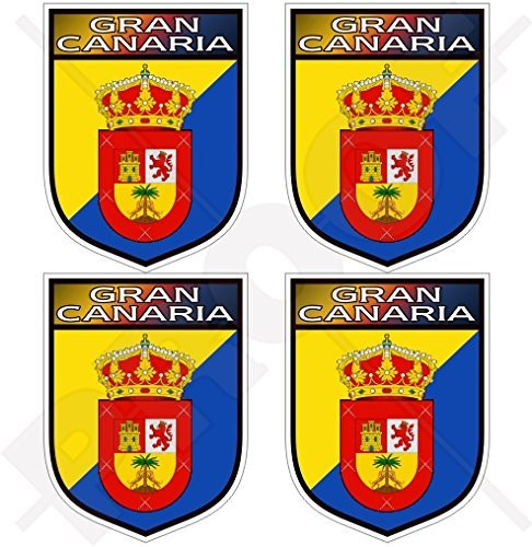 GRAN CANARIA Shield CANARY ISLANDS Spain- Islas Canarias Spanish 50mm -2"- Vinyl Bumper-Helmet Stickers- Decals x4