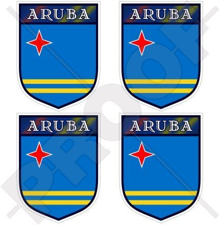 ARUBA Aruban Caribbean Shield 50mm -2"- Vinyl Bumper-Helmet Stickers- Decals x4