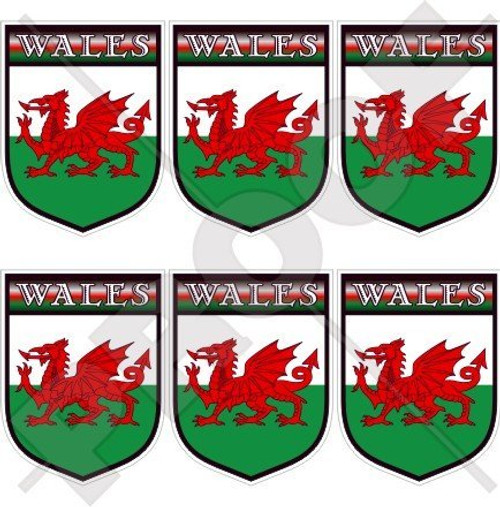 WALES Cymru Welsh Shield Britain UK 40mm -1-6"- Mobile Cell Phone Vinyl Mini Stickers- Decals x6