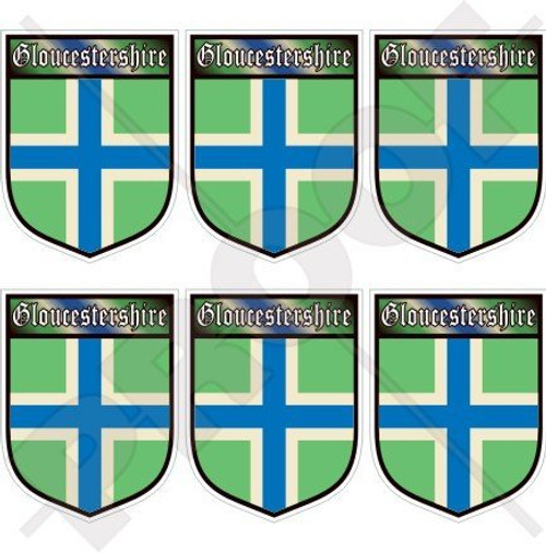 GLOUCESTERSHIRE England British Shield UK Britain 40mm -1-6"- Mobile- Cell Phone Vinyl Mini Stickers- Decals x6
