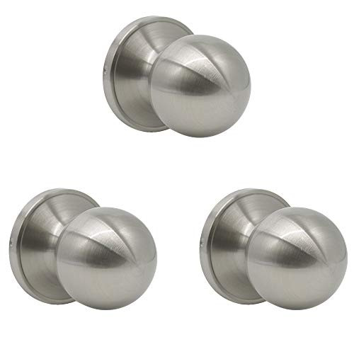 3 Pack Probrico Round Interior Door Knob Half Dummy Keyless Door knobs Dummy Handle in Satin Nickel