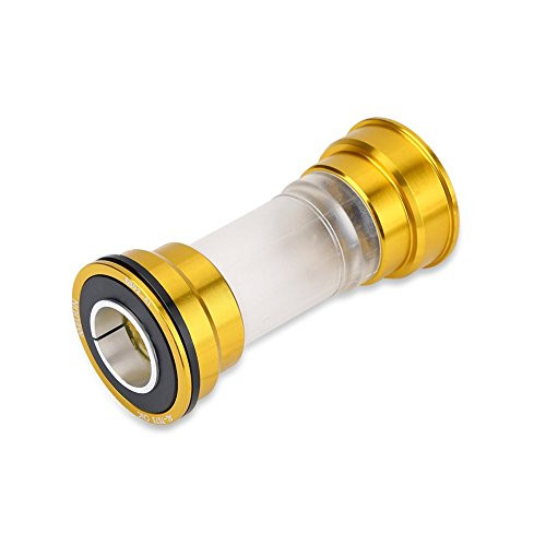Dioche Bike Bottom Bracket- Aluminum Alloy Mountain Bike Hollow Integral Bottom Bracket Single Speed Crankset Bearing-Gold-