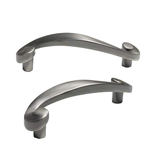 10 Pack Antique-Silver Elegant Cabinet Knobs and Pulls Twist Drawer Dresser Cupboard Pull Handle Hardware 3.8'' Total Length 3'' Hole Spacing