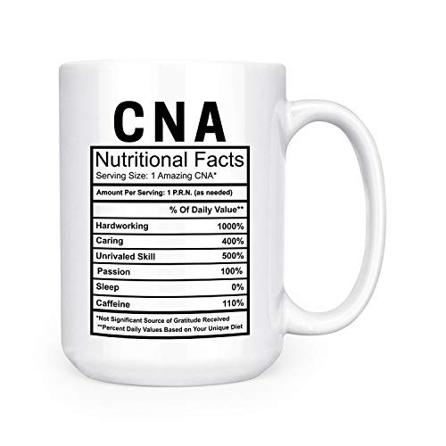 CNA Nutritional Facts Ingredients Label Mug - 15 oz Deluxe Double-Sided Coffee Tea Mug -CNA-