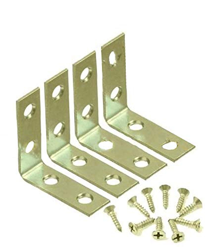2" inch L" Corner Brace Joint Angle Bracket L Angle Bracket - Right Angle Bracket with Screws - Steel Joint Right Angle Bracket - 2 Inch Corner Brace 90 Degree Metal Right Angle Brackets -12-
