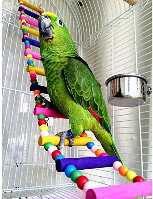 Bird Ladder Toy Climbing Bridge Wooden Parrot Swing for Parakeet Cockatiel African Grey Lovebird Finch Budgie Cockatoo Conure Amazon Cage Accessories Bird Ladder Toy Climbing Bridge Wooden Parrot Swing for Parakeet Cockatiel African Grey Lovebird Finch Budgie Cockatoo Conure Amazon Cage Accessories