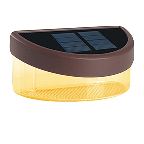 ULTECHNOVO Solar Deck Lights Outdoor Step Lights Led Waterproof Solar Fence Lights Stair Lights for Railing Deck Patio Yard Post Driveway Brown Warm