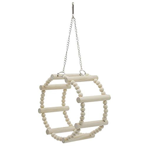 Haokaini Bird Toy Ladder Parrot Toy Wooden Round Ladder Swing Toy Hanging Climbing Hamster Exercise Toy Pet Bird Cage Accessories