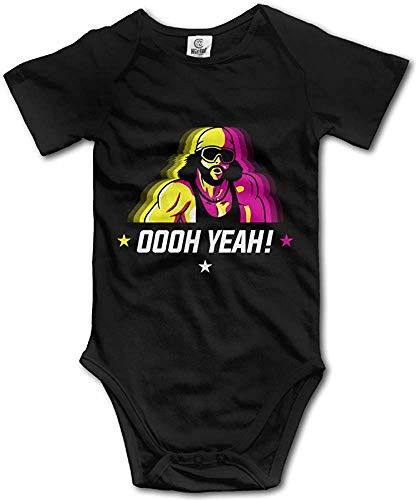 Pengshiliu Macho Man Oooh Yeah Baby Climbing Short Sleeve Onesie 12-18 Months Black