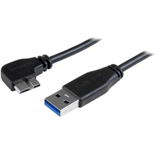 StarTech.com 0.5m 20in Slim Micro USB 3.0 Cable - M/M - USB 3.0 A to Left-Angle Micro USB - USB 3.1 Gen 1 -5 Gbps- - 1.64 ft USB Data Transfer Cable for Hard Drive- Tablet - First End: 1 x Type A Male