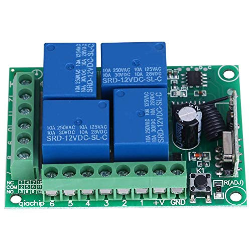 YiYuevi Wireless Remote Switch-DC12V 4CH 433MHZ Wireless Garage Doors Control Wireless Relay Switch Receiver Board with Remote Controller