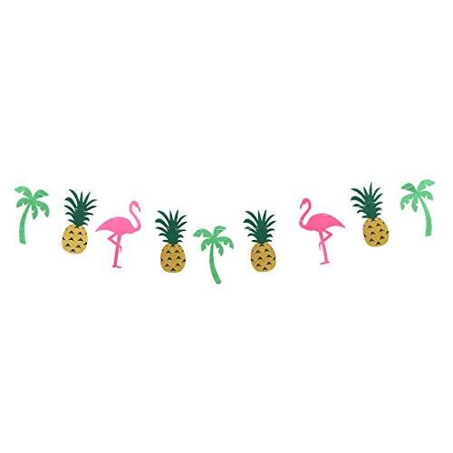 Hawaiian Luau Garland Flamingo Pineapple Banners for Summer Pool Birthday Party Decoration -Flamingo Pineapple Style-
