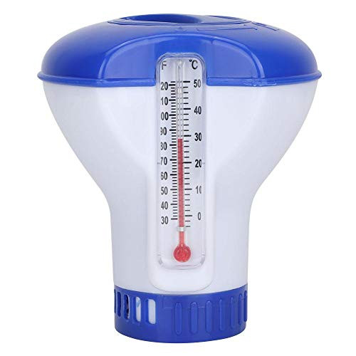 Jacksking Chlorine Tablet Dispenser- Floating Swimming Pool Chemical Chlorine Dispenser with Thermometer Tablet Holder-Floating Tablet