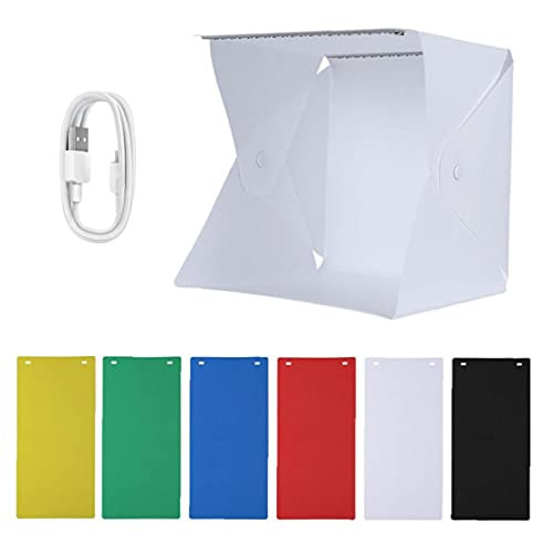 Photo Light Box Foldable Mini Photo Light Tent with LED 6 Color Backdrops Photography Box for Small Size Products
