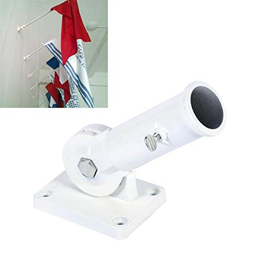 Canyita Metal Flag Pole Holder- Multi-Position White Windsock Base- Wall Mount Adjustable Flag Bracket with Screws