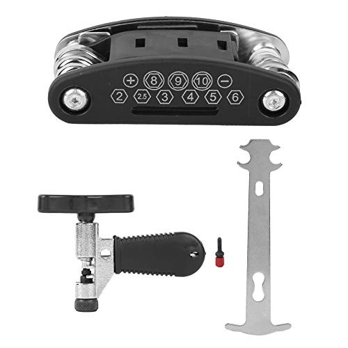 Bicycle Repair Tools- Bike Chain Removal Tools- 16 in 1 Stainless Steel Multi-Function Bicycle Cycling Mechanic Repair Tool Kit- with Spoke Wrench and Chain Splitter