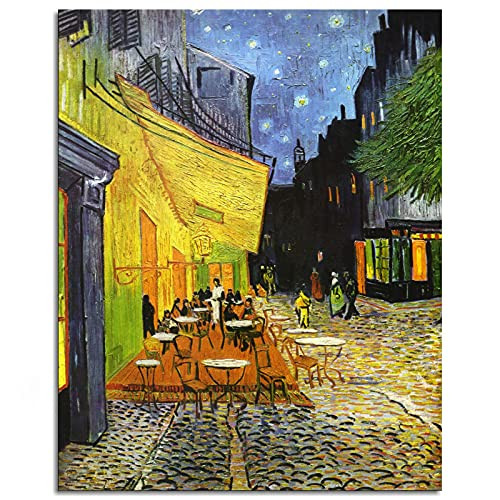 CAFE AT NIGHT Wall Art PAINTING CANVAS Canvas Prints VINCENT Poster For Home Office Decorations Unframed 16"x12"