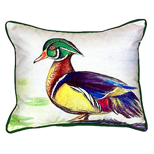 Betsy Drake SN145 Male Wood Duck Script Pillow 11" x14"