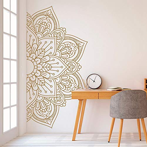 Mandala in Half Wall Sticker Home Decor Living Room Removable Vinyl Stickers for Meditation Yoga Wall Art Decals Mural c1 84x42cm