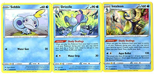 Pokemon Sword  and  Shield Evolution Set - Inteleon Drizzile  and  Sobble 58/202 - Rare 3 Card Lot