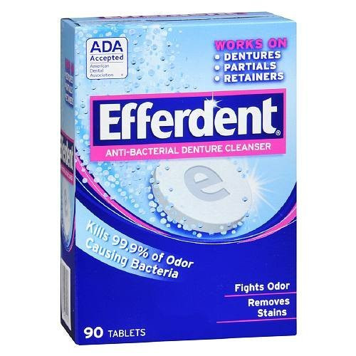 Efferdent Anti Bacterial Denture Cleanser Tablets - 90 Ea- 2 Pack