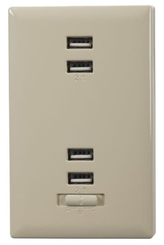 RCA USB Wall Plate Charger -Almond-