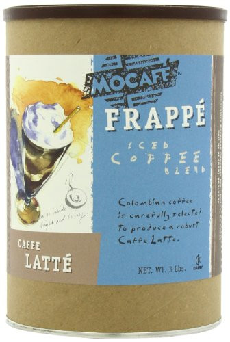 MOCAFE Frappe Caffe Latte Ice Blended Coffee, 3-Pound Tin Instant Frappe Mix, Coffee House Style Blended Drink Used in Coffee Shops