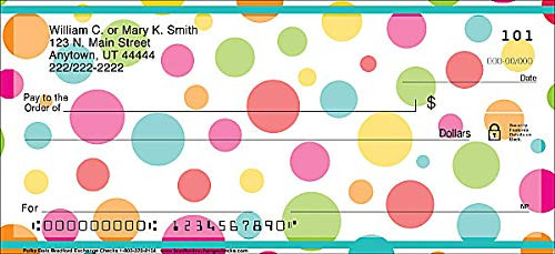 The Bradford Exchange Personal Checks - Top Tear Printed Personal Checks with Bright Patterns and Colorful Borders - Polka Dots - 1 Box Checks Personal Duplicates / 100 Checks -4 Scenes-