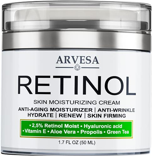 Retinol Cream for Face- Neck  and  Decollete - Made in USA - Anti Aging Wrinkle Cream for Women and Men with Hyaluronic Acid and Active Retinol 2.5 percent - Day and Night Moisturizer- Results in 4 Weeks Retinol Cream for Face- Neck  and  Decollete - Made in USA - Anti Aging Wrinkle Cream for Women and Men with Hyaluronic Acid and Active Retinol 2.5 percent - Day and Night Moisturizer- Results in 4 Weeks