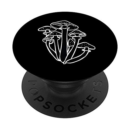 Black Mushroom Psilocybin Psychedelic Trippy Gift - Mushroom PopSockets Grip and Stand for Phones and Tablets
