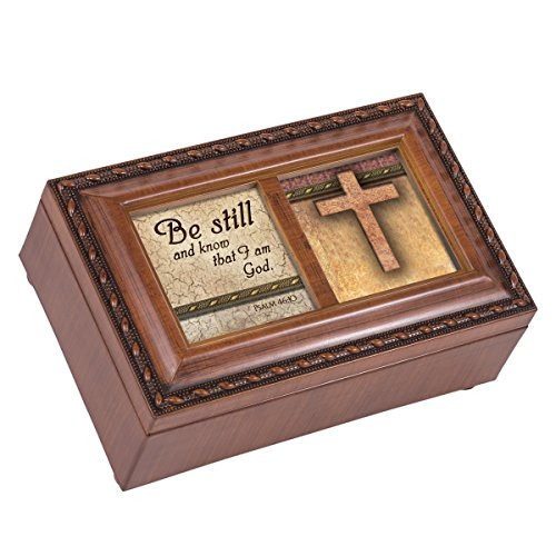 Cottage Garden Be Still and Know Cross Wood Finish Small Jewelry Music Box Plays How Great Thou Art Cottage Garden Be Still and Know Cross Wood Finish Small Jewelry Music Box Plays How Great Thou Art