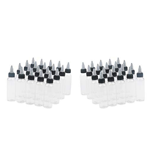 LoveinDIY 40 Pieces Plastic Squirt Bottles with Leakproof Cap and Tip- Squeeze Bottles for Oil- Condiments- Dressing- Paint- Glue- Crafts - 60ml