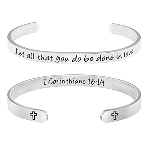 Scripture Bracelet Let All That You Do Be Done In Love 1 Corinthians 16:14 Bible Verse Jewelry Christian Gift for Women