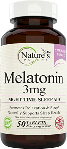 Nature's Potent - Melatonin Fast Dissolve Chewable Tablets- Dietary Supplement for Sleep Aid- Cherry Flavor 50 Count
