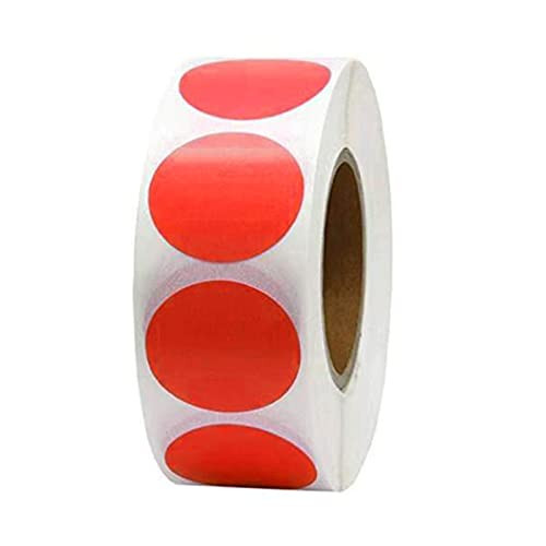 1 inch 500 Pcs Round Stickers Dot Stickers Colorful Solid Color Sticky Labels Set for Working/ Packaging -Red-