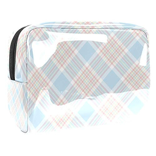 Makeup Bag Toiletry Bags Cosmetics Organizer Zipper Pouch for Women Pastel Check Shirt Vintage