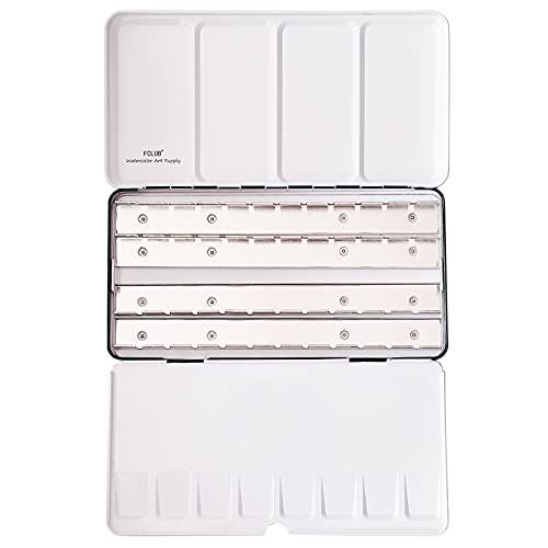 FCLUB Empty Watercolor Tins Palette Paint Case Large Watercolor Palette Box Metal Tin - Will Hold 48 Half Pans or 24 Full Pans