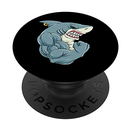Shark At The Gym - Training Fitness Bodybuilding Health PopSockets PopGrip: Swappable Grip for Phones  and  Tablets