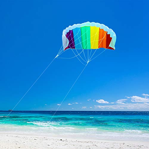 Skylety Dual-line Parafoil Kite- Beach Stunt Kite- Rainbow Huge Sport Kites- Dual-line Kite- Rainbow Kite for Adults Outdoor Activities- 47 Inches in Length