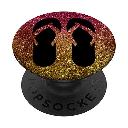 Flip Flop Silhouette Tropical Summer Vacation Pretty Gift PopSockets PopGrip: Swappable Grip for Phones  and  Tablets