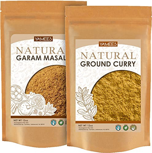 Yamees Garam Masala  and  Curry Powder Combo - Indian Spices and Seasoning - 24 Ounces - 12 Ounce Each Bag-