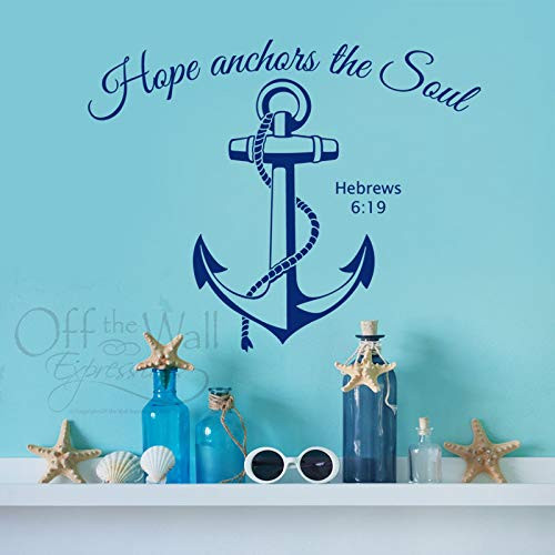 Diuangfoong Hope Anchors The Soul Vinyl Wall Decal Nautical Beach Decal Scripture Decal Bible Verse Decal Hebrews