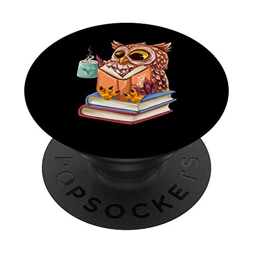 Just One More Chapter Cute Owl Reading Book With Coffee PopSockets PopGrip: Swappable Grip for Phones  and  Tablets