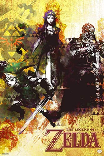 Pyramid America Legend of Zelda Group Spraypaint Nintendo Laminated Dry Erase Sign Poster 12x18