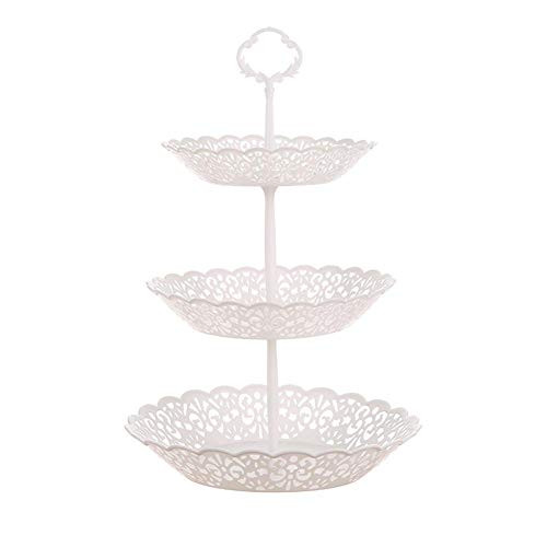 Vaskey 3-Tier Cupcake Stand Plastic Fruit Plate Cakes Desserts Fruits Snack Candy Buffet Display Tower for Wedding Home Birthday Tea Party Serving Platter