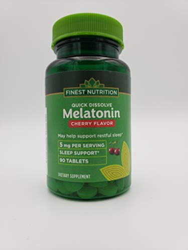 Finest Nutrition Melatonin 5mg- Quick Dissolve Sublingual Tablets- Cherry- 90 ea by Finest Nutrition
