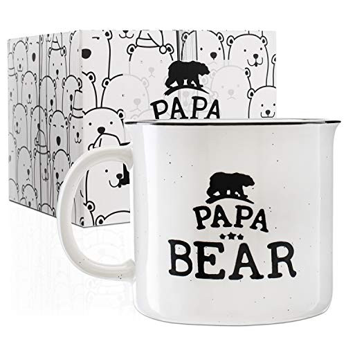 Papa Bear Stoneware Engraved Campfire Ceramic Mug - White - 15 oz- Father's Day Gifts - Retro Coffee Mug for Dad Gifts Tea Cup Papa Bear Stoneware Engraved Campfire Ceramic Mug - White - 15 oz- Father's Day Gifts - Retro Coffee Mug for Dad Gifts Tea Cup