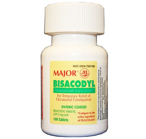 100 Tablets Enteric Coated Major Bisacodyl 5mg -Compare to Dulcolax-